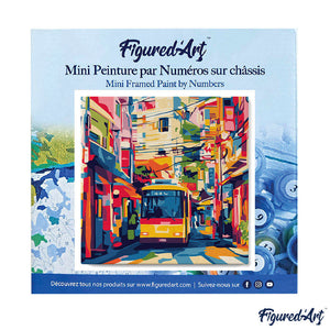 Mini Peinture par Numéros 20x20cm avec cadre Bus de la Ville de Tokyo