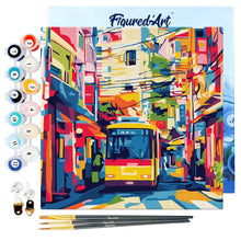 Charger l&#39;image dans la galerie, Mini Peinture par Numéros 20x20cm avec cadre Bus de la Ville de Tokyo