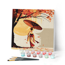 Charger l'image dans la galerie, Mini Peinture par Numéros 20x20cm avec cadre Marche paisible d'une Geisha