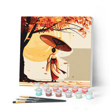 Charger l'image dans la galerie, Mini Peinture par Numéros 20x20cm avec cadre Marche paisible d'une Geisha