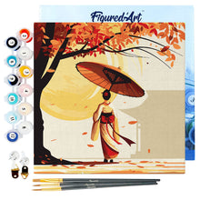 Charger l&#39;image dans la galerie, Mini Peinture par Numéros 20x20cm avec cadre Marche paisible d&#39;une Geisha