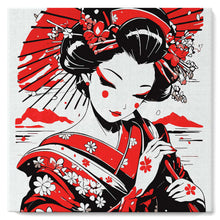 Charger l&#39;image dans la galerie, Mini Peinture par Numéros 20x20cm avec cadre Geisha Rouge et Noire