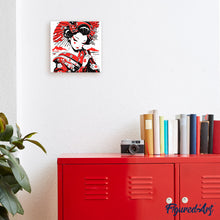 Charger l'image dans la galerie, Mini Peinture par Numéros 20x20cm avec cadre Geisha Rouge et Noire