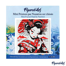 Charger l&#39;image dans la galerie, Mini Peinture par Numéros 20x20cm avec cadre Geisha Rouge et Noire