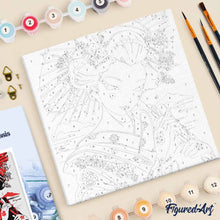 Charger l'image dans la galerie, Mini Peinture par Numéros 20x20cm avec cadre Geisha Rouge et Noire