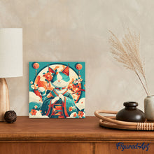 Charger l'image dans la galerie, Mini Peinture par Numéros 20x20cm avec cadre Chat Princesse Japonaise