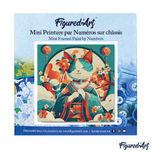 Mini Peinture par Numéros 20x20cm avec cadre Chat Princesse Japonaise