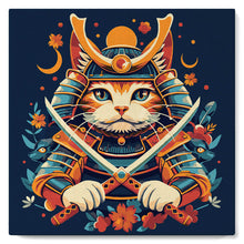 Charger l'image dans la galerie, Mini Peinture par Numéros 20x20cm avec cadre Chat Samouraï