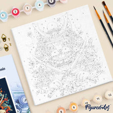 Charger l'image dans la galerie, Mini Peinture par Numéros 20x20cm avec cadre Chat Samouraï