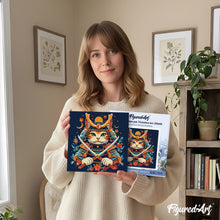 Charger l'image dans la galerie, Mini Peinture par Numéros 20x20cm avec cadre Chat Samouraï