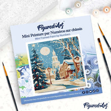 Charger l'image dans la galerie, Mini Peinture par Numéros 20x20cm avec cadre Rue de Noël Enneigée