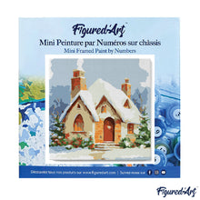 Charger l&#39;image dans la galerie, Mini Peinture par Numéros 20x20cm avec cadre Maison en Briques sous la Neige