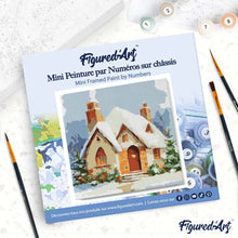 Charger l'image dans la galerie, Mini Peinture par Numéros 20x20cm avec cadre Maison en Briques sous la Neige