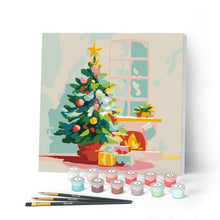 Charger l'image dans la galerie, Mini Peinture par Numéros 20x20cm avec cadre Sapin et Cheminée