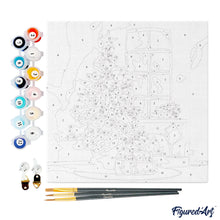 Charger l&#39;image dans la galerie, Mini Peinture par Numéros 20x20cm avec cadre Sapin et Cheminée