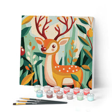 Charger l'image dans la galerie, Mini Peinture par Numéros 20x20cm avec cadre Renne Doré