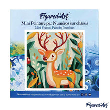 Charger l&#39;image dans la galerie, Mini Peinture par Numéros 20x20cm avec cadre Renne Doré