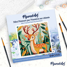 Charger l'image dans la galerie, Mini Peinture par Numéros 20x20cm avec cadre Renne Doré