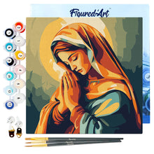 Charger l&#39;image dans la galerie, Mini Peinture par Numéros 20x20cm avec cadre Marie en Prière