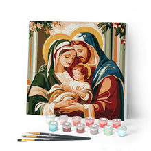 Charger l'image dans la galerie, Mini Peinture par Numéros 20x20cm avec cadre Sainte Famille