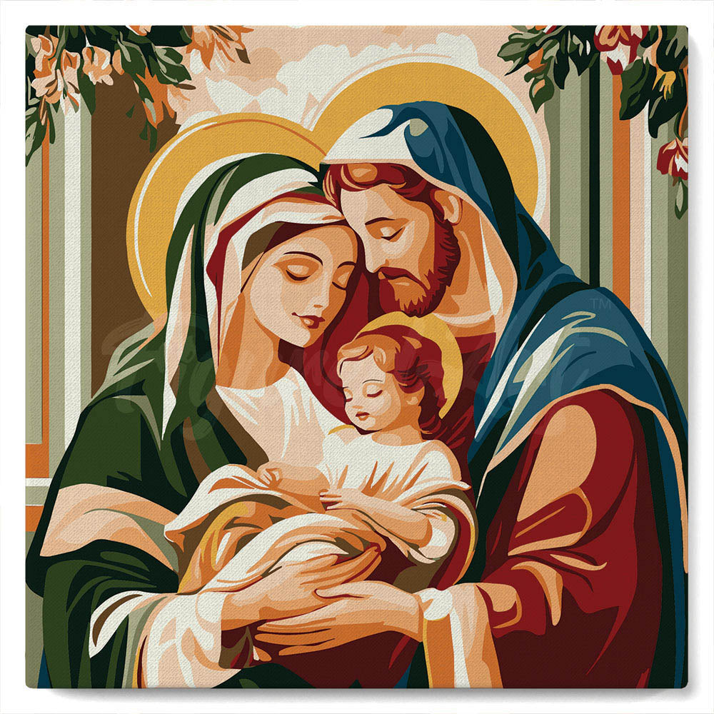 Mini Peinture par Numéros 20x20cm avec cadre Sainte Famille