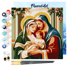 Charger l&#39;image dans la galerie, Mini Peinture par Numéros 20x20cm avec cadre Sainte Famille