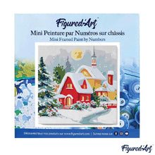 Charger l&#39;image dans la galerie, Mini Peinture par Numéros 20x20cm avec cadre Maison Rouge en Hiver