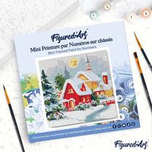 Charger l'image dans la galerie, Mini Peinture par Numéros 20x20cm avec cadre Maison Rouge en Hiver
