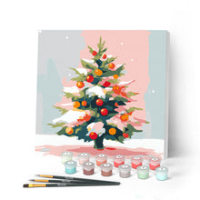 Charger l'image dans la galerie, Mini Peinture par Numéros 20x20cm avec cadre Sapin de Noël Enneigé