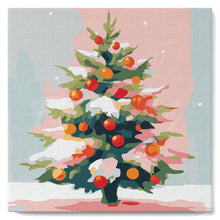 Charger l&#39;image dans la galerie, Mini Peinture par Numéros 20x20cm avec cadre Sapin de Noël Enneigé