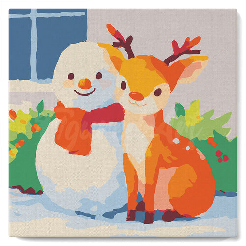 Mini Peinture par Numéros 20x20cm avec cadre Amis de Fêtes