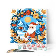 Charger l'image dans la galerie, Mini Peinture par Numéros 20x20cm avec cadre Couronne et Père Noël