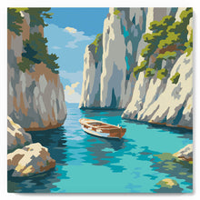Charger l'image dans la galerie, Mini Peinture par Numéros 20x20cm avec cadre Crique Bleue Paisible