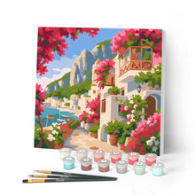 Charger l'image dans la galerie, Peinture par numéros Figured'Art Mini Peinture par Numéros 20x20cm avec cadre Allée Fleurie de Capri