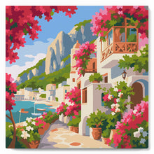 Charger l'image dans la galerie, Mini Peinture par Numéros 20x20cm avec cadre Allée Fleurie de Capri
