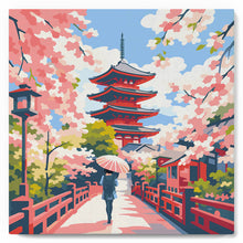 Charger l'image dans la galerie, Mini Peinture par Numéros 20x20cm avec cadre Kyoto en fleurs