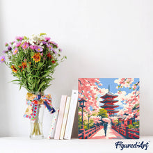 Charger l'image dans la galerie, Mini Peinture par Numéros 20x20cm avec cadre Kyoto en fleurs