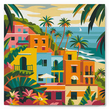 Charger l'image dans la galerie, Mini Peinture par Numéros 20x20cm avec cadre Ville côtière marocaine