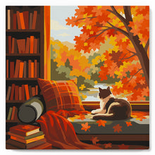 Charger l'image dans la galerie, Mini Peinture par Numéros 20x20cm avec cadre Vue du Chat en Automne