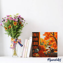 Charger l'image dans la galerie, Mini Peinture par Numéros 20x20cm avec cadre Vue du Chat en Automne