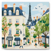 Charger l'image dans la galerie, Mini Peinture par Numéros 20x20cm avec cadre Aquarelle rue de Paris