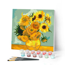 Charger l'image dans la galerie, Peinture par numéros Figured'Art Mini Peinture par Numéros 20x20cm avec cadre Van Gogh - Tournesols