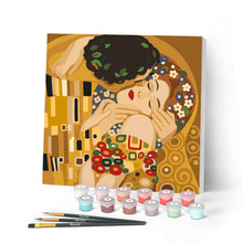 Charger l'image dans la galerie, Peinture par numéros Figured'Art Mini Peinture par Numéros 20x20cm avec cadre Le baiser - Klimt