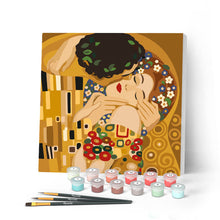 Charger l'image dans la galerie, Peinture par numéros Figured'Art Mini Peinture par Numéros 20x20cm avec cadre Le baiser - Klimt