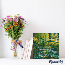 Charger l'image dans la galerie, Mini Peinture par Numéros 20x20cm avec cadre Nymphéas et le pont japonais - Monet