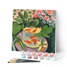 Charger l'image dans la galerie, Peinture par numéros Figured'Art Mini Peinture par Numéros 20x20cm avec cadre Les Poissons rouges - Matisse