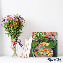 Charger l'image dans la galerie, Mini Peinture par Numéros 20x20cm avec cadre Les Poissons rouges - Matisse