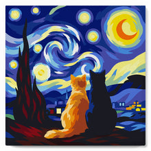 Charger l'image dans la galerie, Mini Peinture par Numéros 20x20cm avec cadre Compagnons nuit étoilée
