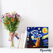 Charger l'image dans la galerie, Mini Peinture par Numéros 20x20cm avec cadre Compagnons nuit étoilée