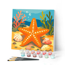 Charger l'image dans la galerie, Peinture par numéros Figured'Art Mini Peinture par Numéros 20x20cm avec cadre Étoile de mer